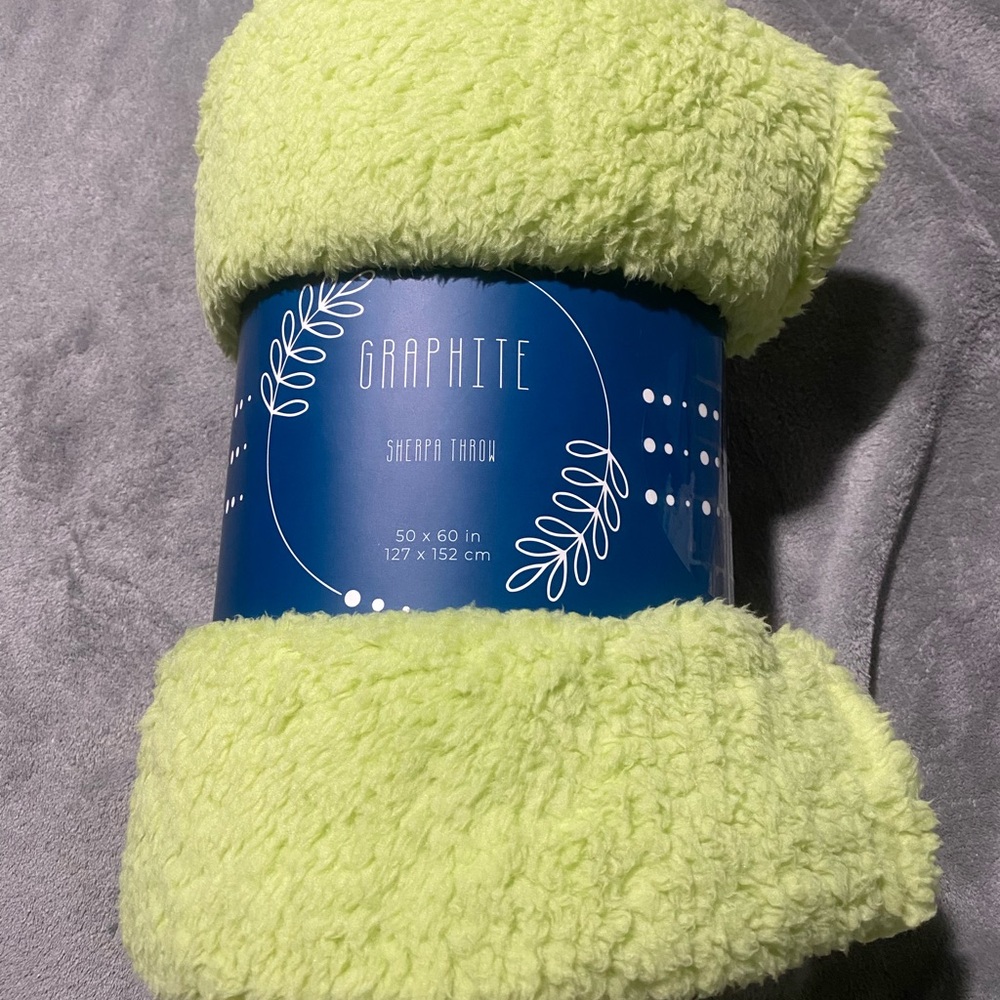 Graphite Lime Green Super Soft Plush Sherpa Throw 50" x 60"
